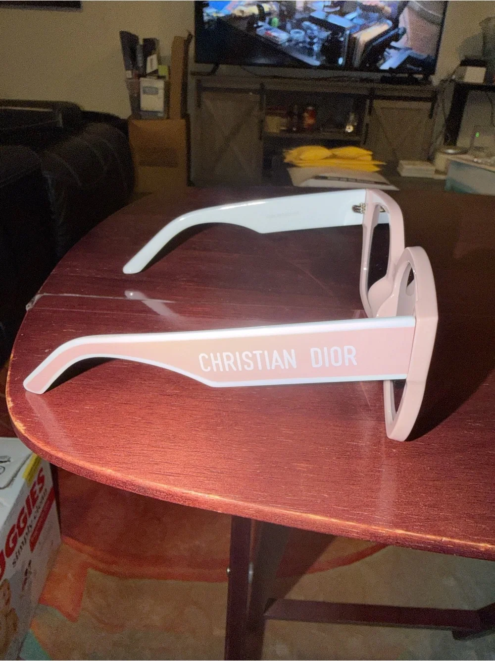 Dior Pink Cat-Eye Sunglasses with Gold Star Accents